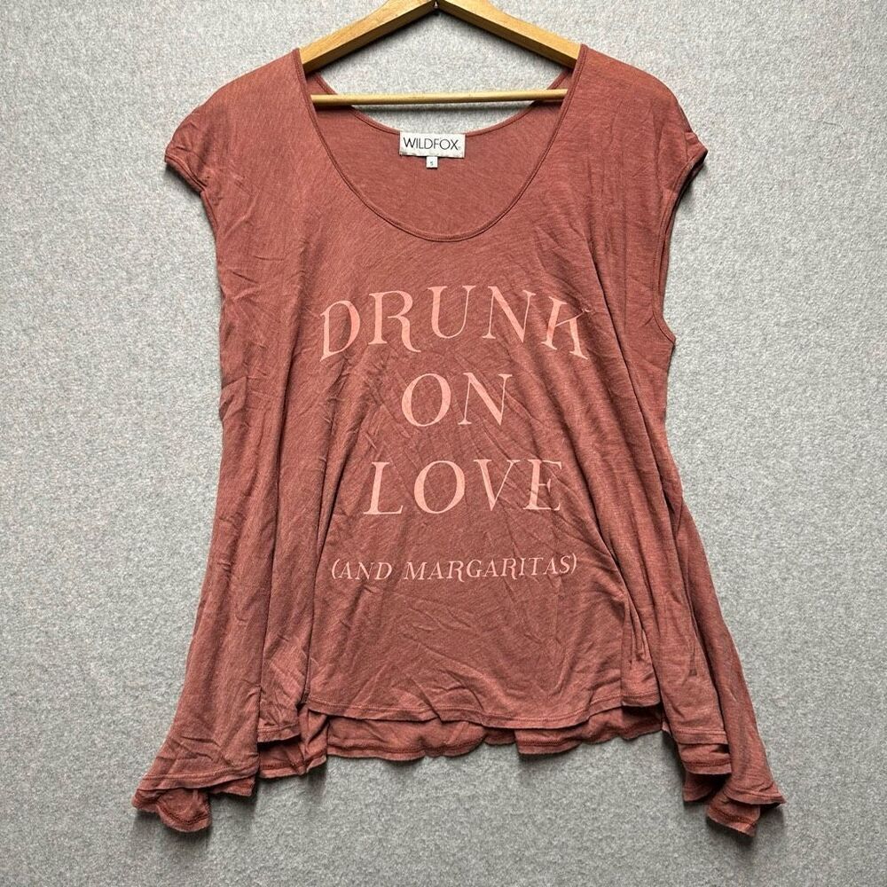 Wildfox Women’s Size Small Swing Tee Drunk on Love and Margaritas Shirt Pink